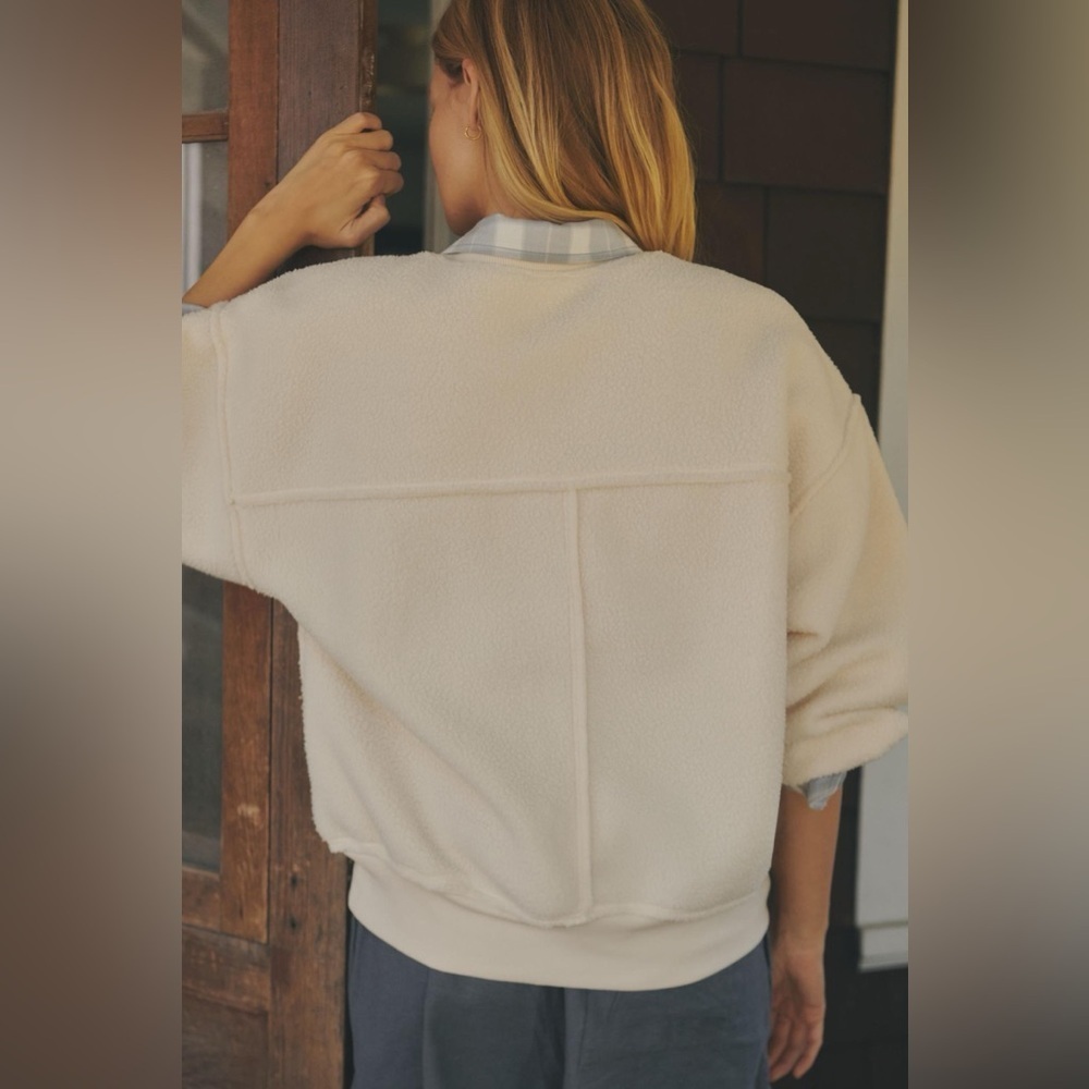 NWT Size L (P2P 26") - Pilcro Slouchy Crew-Neck Sweatshirt in Ivory (NWT US$ 98) - Picture 7 of 16